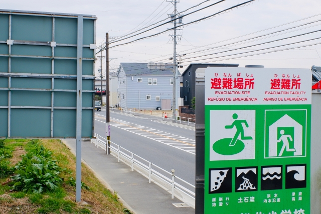 指定避難所の看板