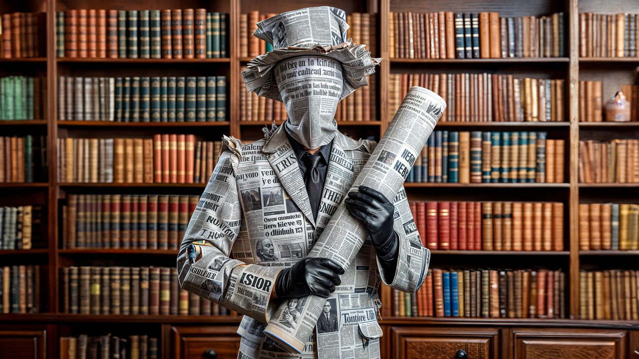 新聞で作られた人形