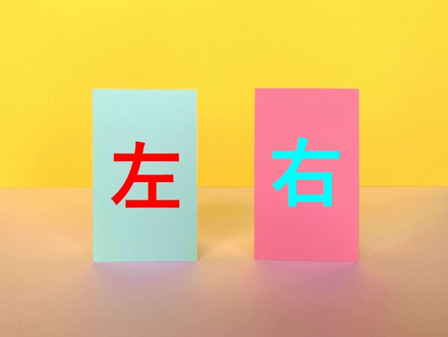 左・右と書かれた2枚の札